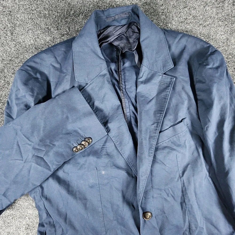 Faherty Organic Cotton Coolmax Sport Coat Blazer Mens Large Navy MOS2314-NVY